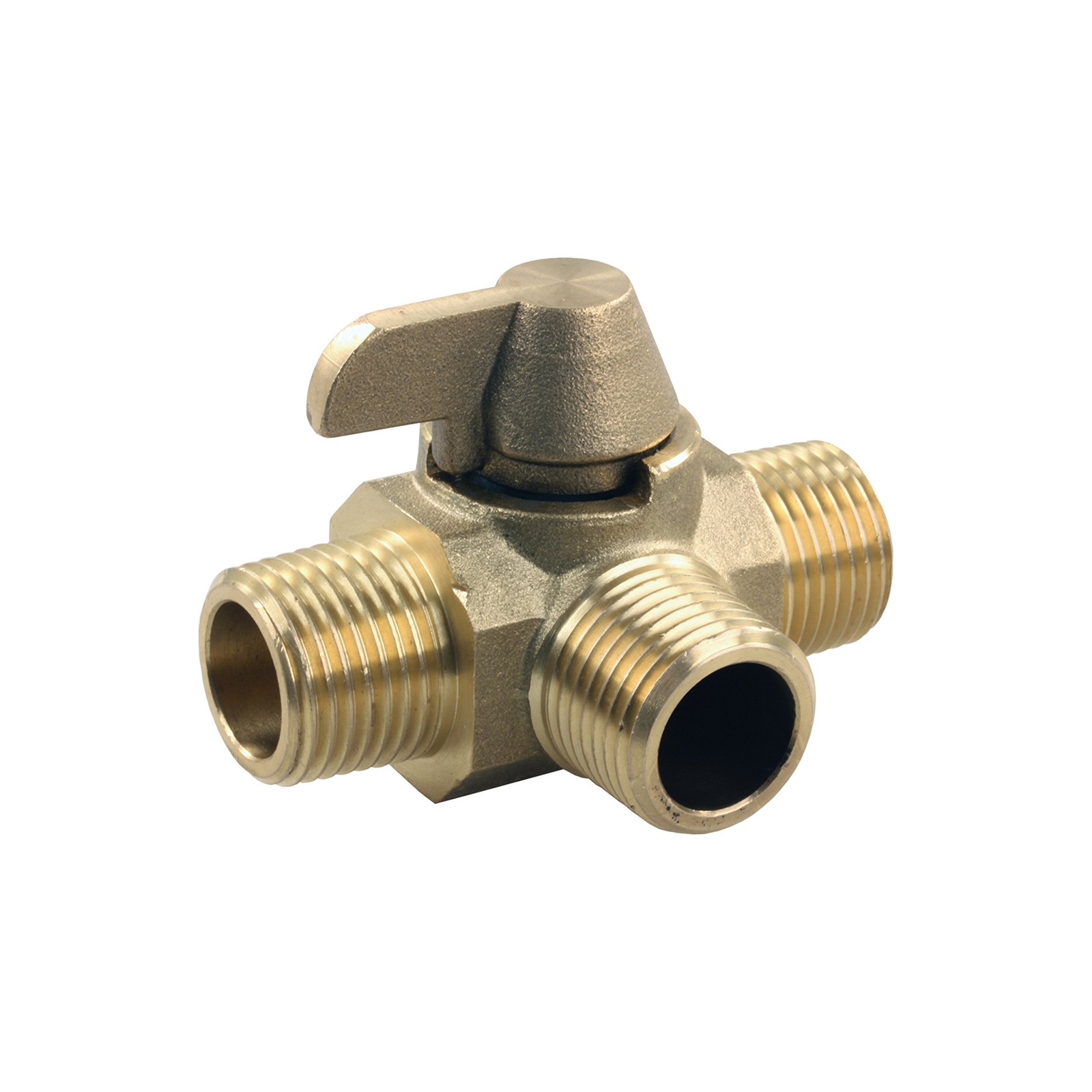 62255 3Way Brass Diverter Valve  1/2" MPT x 1/2" MPT x 1/2" MPT