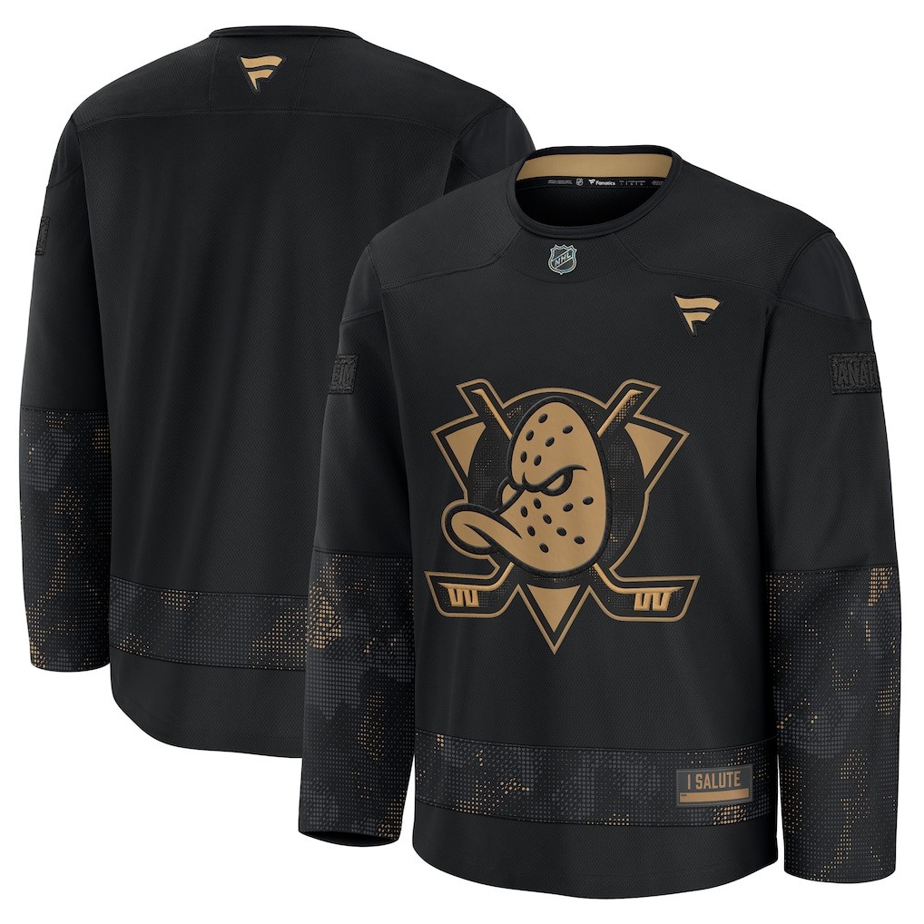 Men's Ducks Fanatics Black 2024 Military Appreciation Practice Jersey