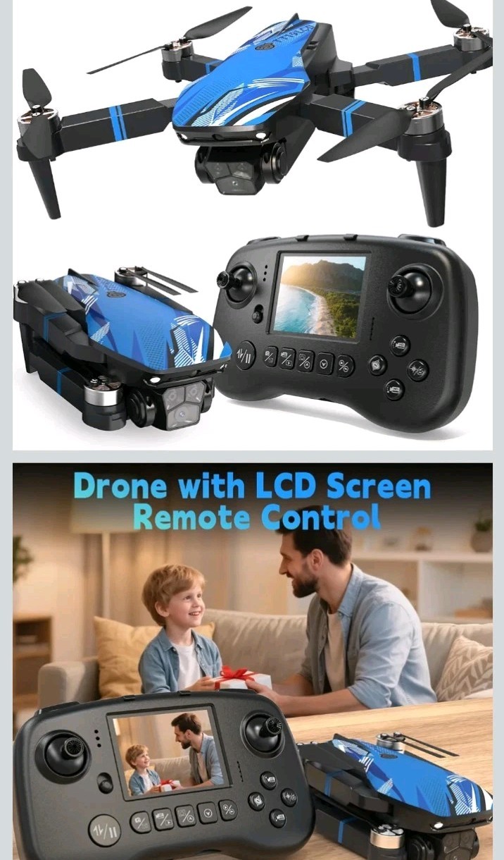 TTROARDS TT19 Quadcopter Drone w/ Camera, Obstacle Avoidance, LCD Remote Blue