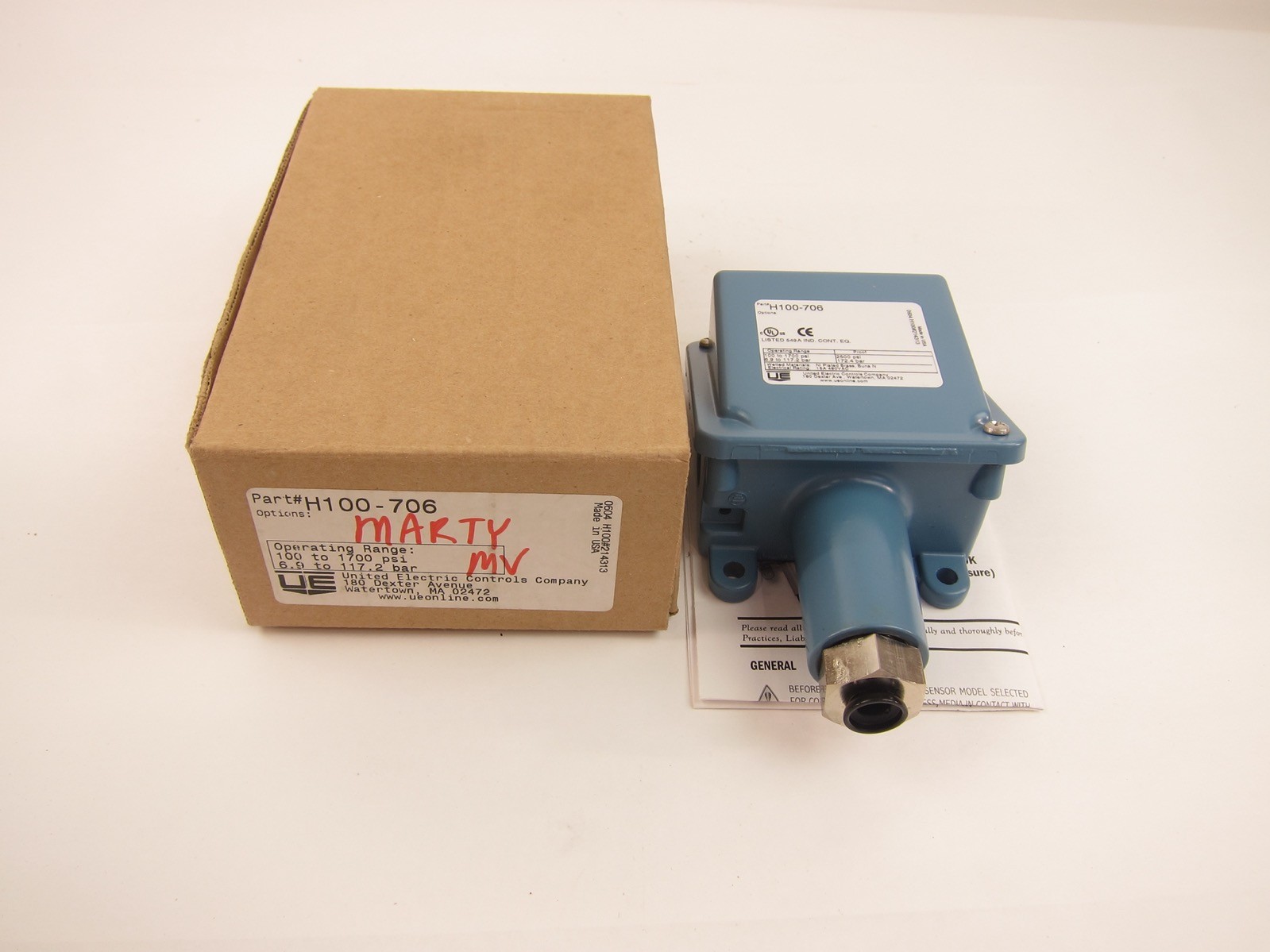 NEW United Electric H100-706 Pressure Switch H100706