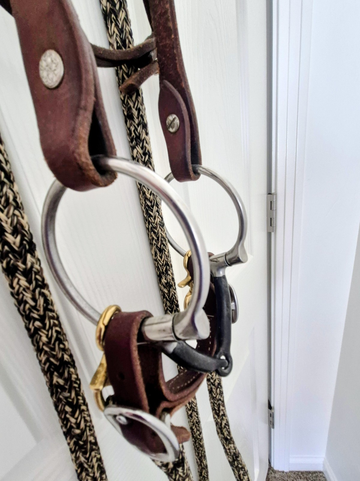 Complete Browband Snaffle Bit Bridle, Reinsman Bit, Chin Strap & Rope Reins!!