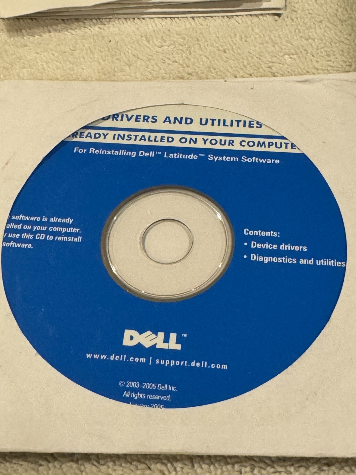 Dell Drivers & Utilities Reinstalling Dell Latitude System Software - CD ONLY