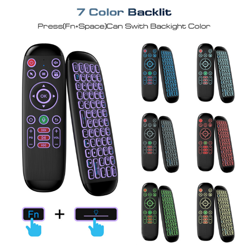 Mini Fly Air Mouse 7-Color Backlit Universal Wireless Keyboard Voice Remote
