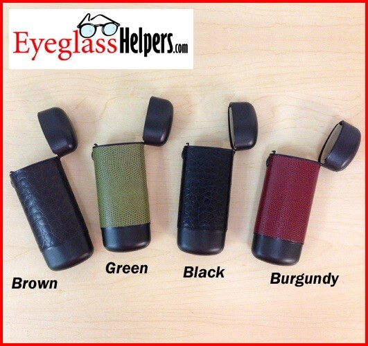 Flip Top Eyeglass Reader Sunglass Case Push Button w Brown Textured Case (BROWN)