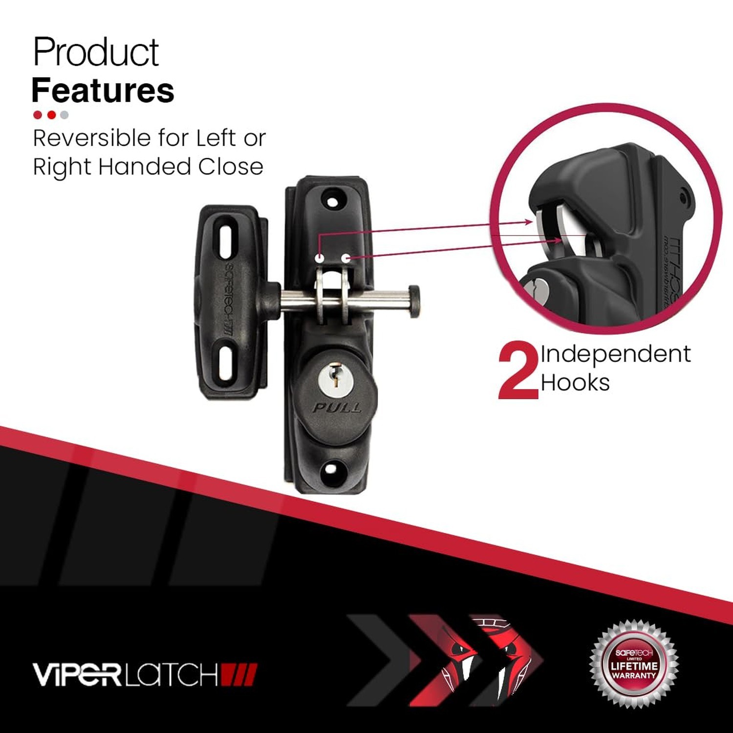 Safetech Hardware ViperX1 Gravity Gate Latch | One-Side Entry Keyed Lock | 2 ...