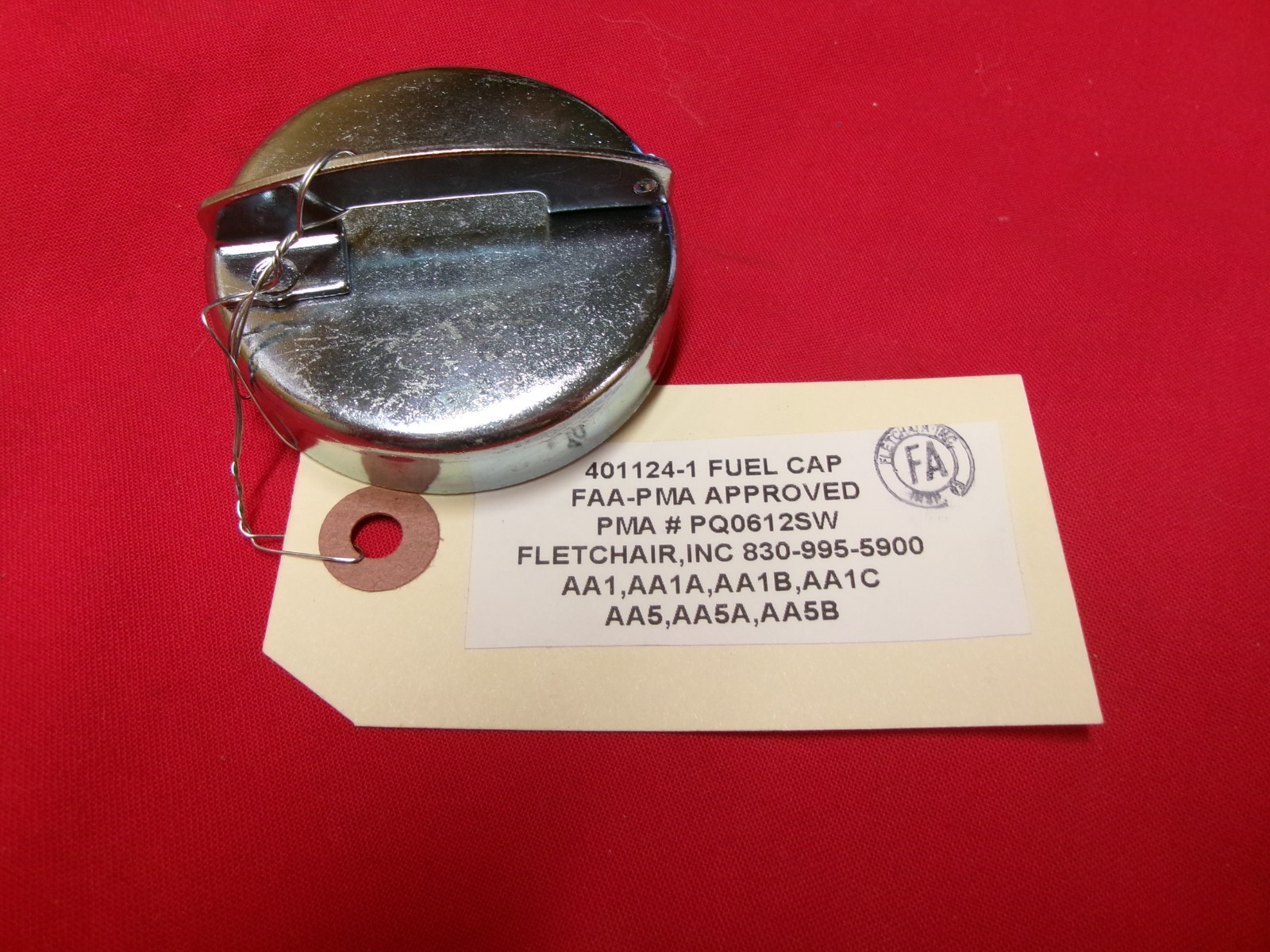 New gas fuel cap PMA Grumman AA-1 series AA-5s thru 1978 FA 401124-1 incl gasket