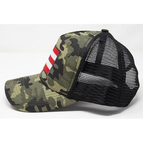 Puerto Rico Flag Hats - Snapback Trucker Baseball Hat (Camo)