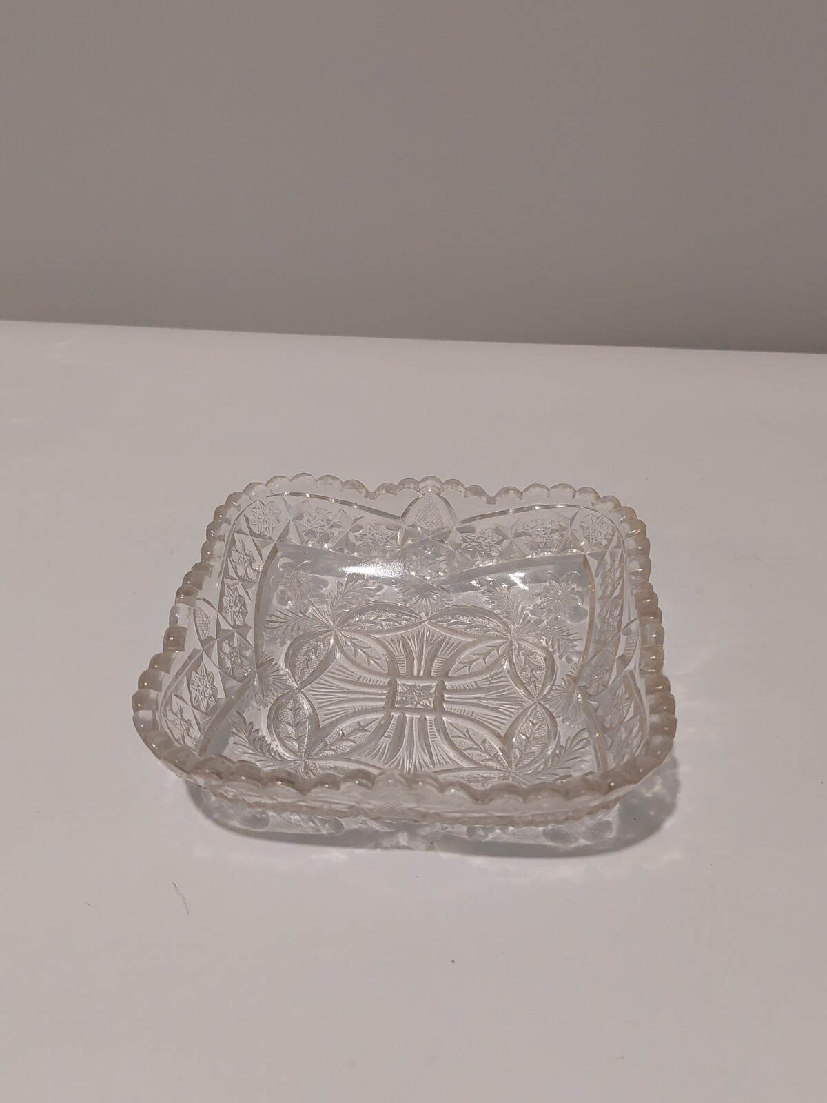Cut Glass Candy Dish Square Shape 5"x1.5"