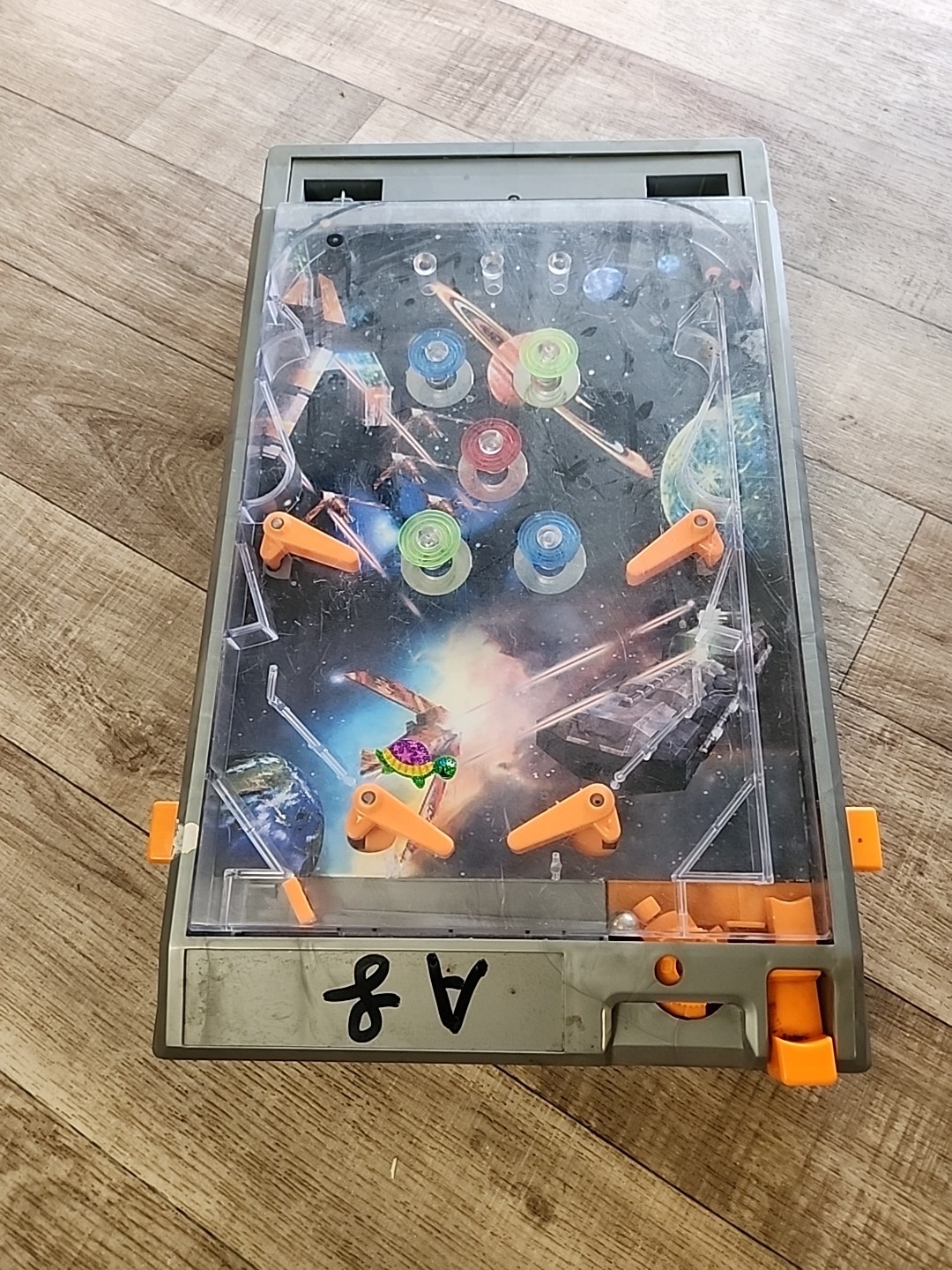 Totes Tabletop Pinball Sci Fi Space Ship Planets Game Works Missing Head Parts