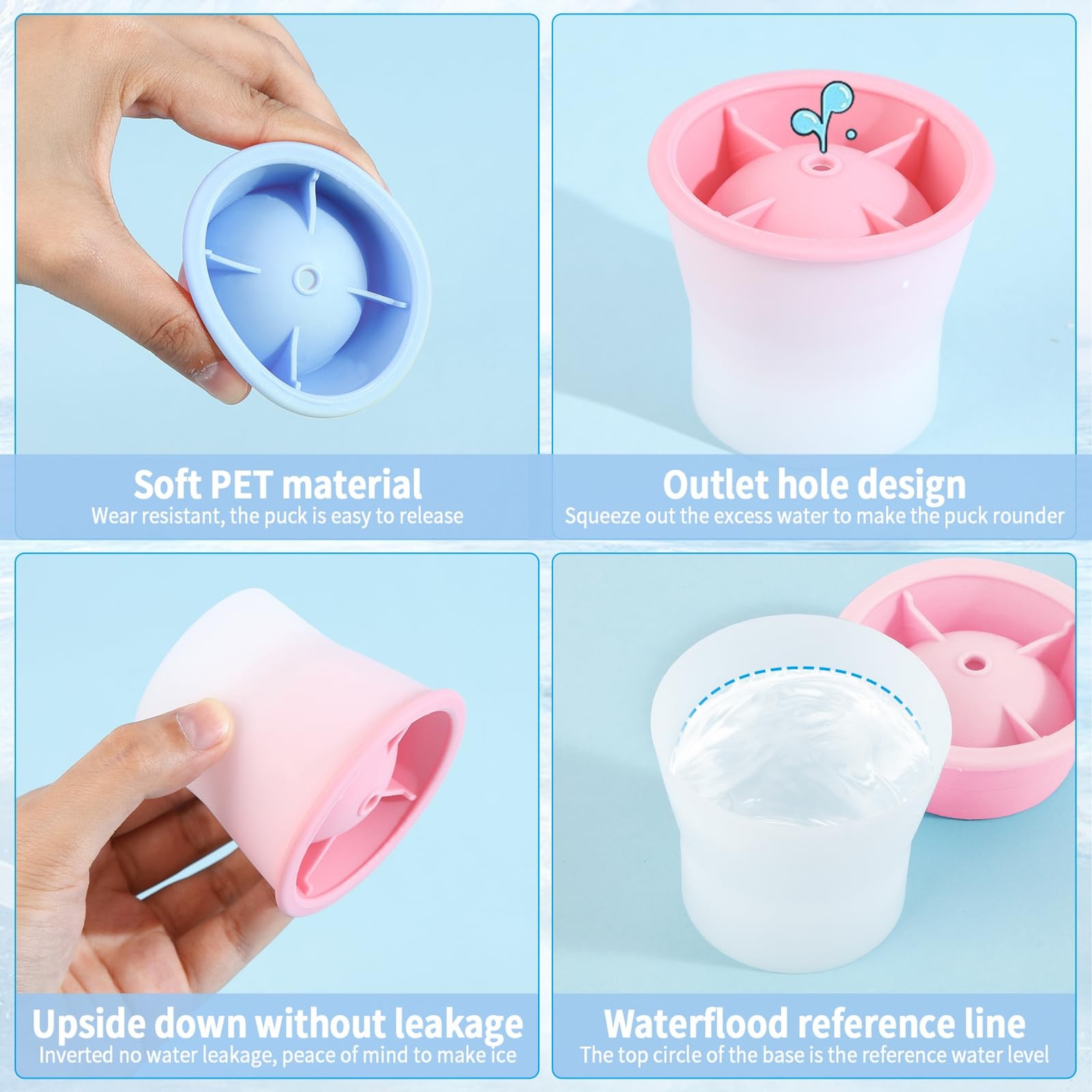 6 PCS Silicone Sphere Ice Mold Maker Easy Release Stackable Circle Ice Cube