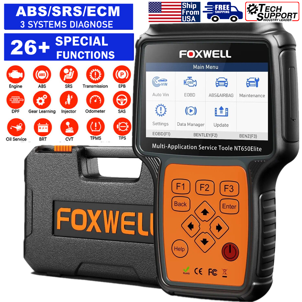 FOXWELL NT650 Elite Car OBD2 Scanner Code Reader ABS SRS Engine Diagnostic Tool