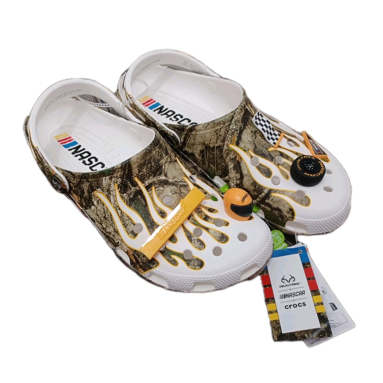 NASCAR x Realtree Crocs Classic Clog Men's 11 w/ Jibbitz charms Allover camo🔥