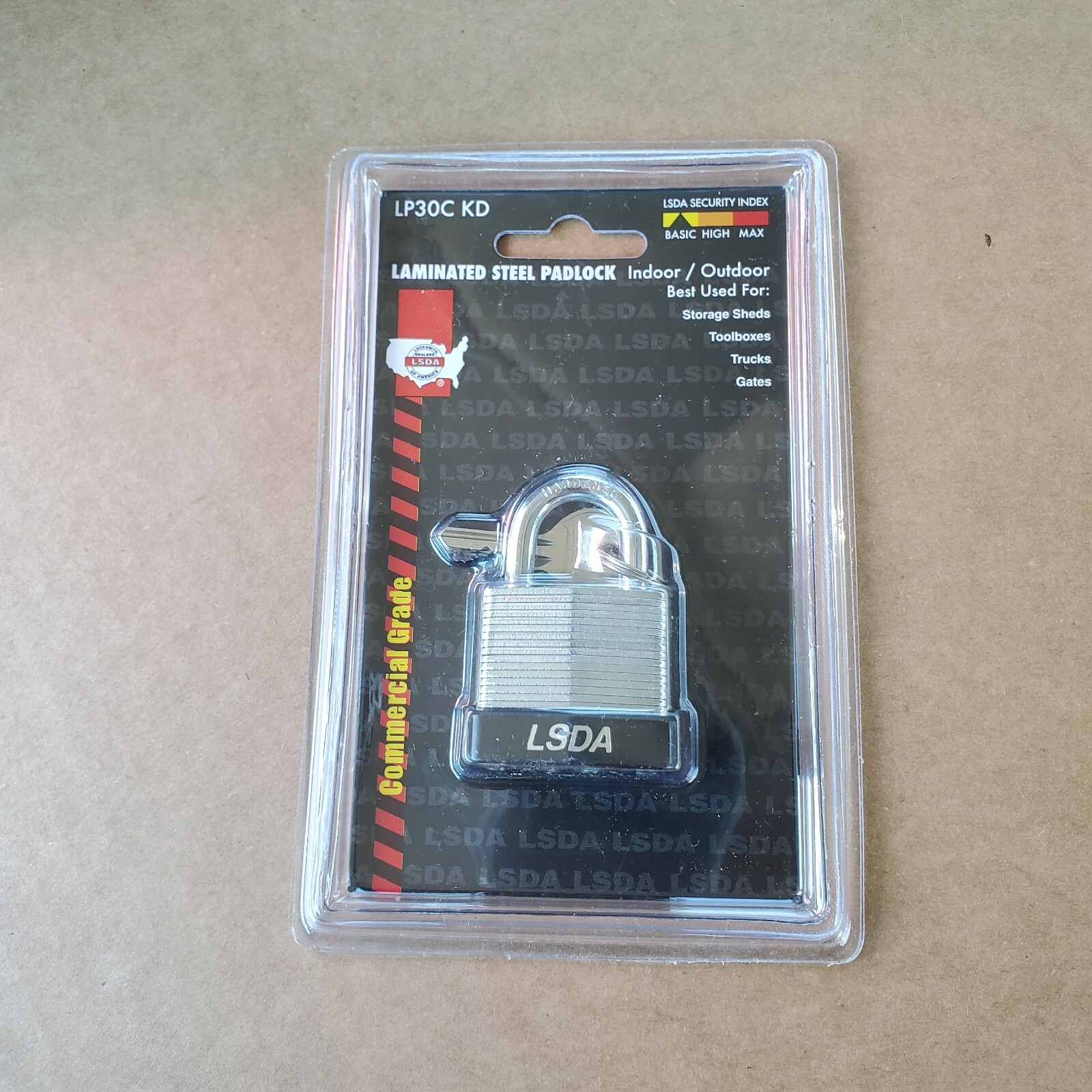 LSDA Laminated Steel Padlock No 025733 LP30C Gates Sheds Toolboxes Storage Ect