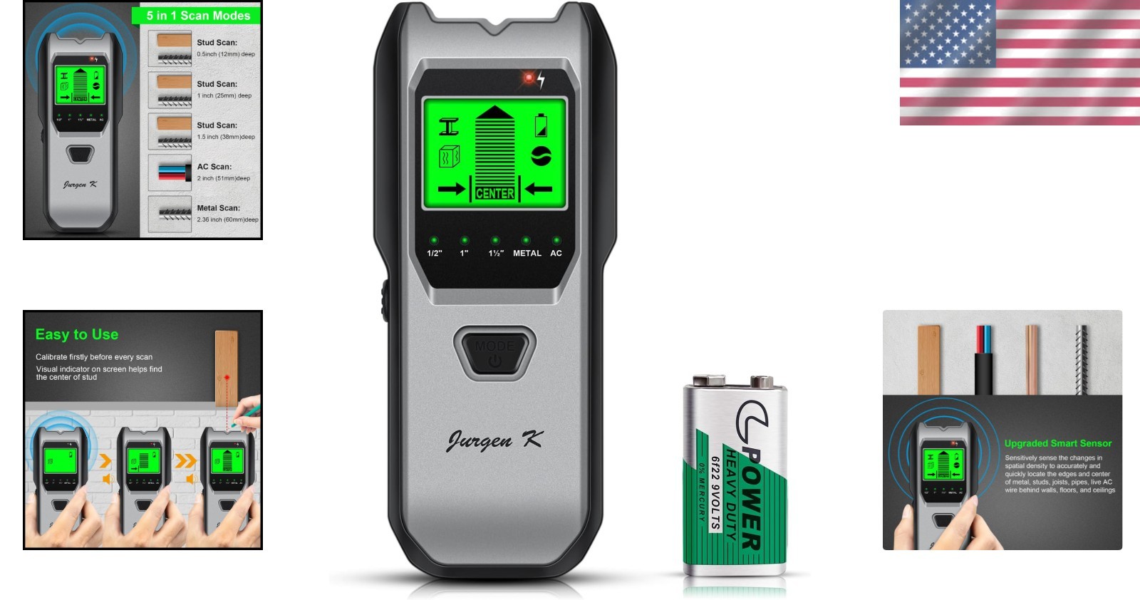 Wall Scanner with 5-in-1 Function, LCD, and Audio