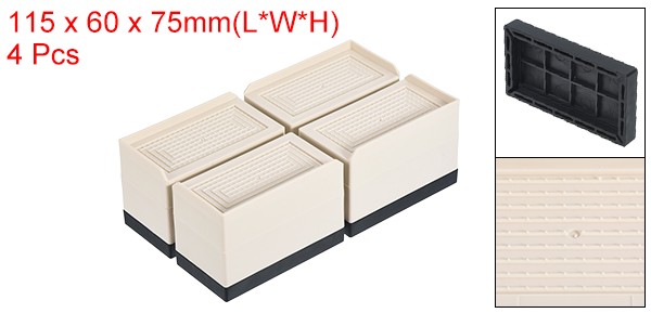 4Pcs Furniture Risers 3" Rectangle Bed Risers Adjustable Desk Sofa Riser Beige