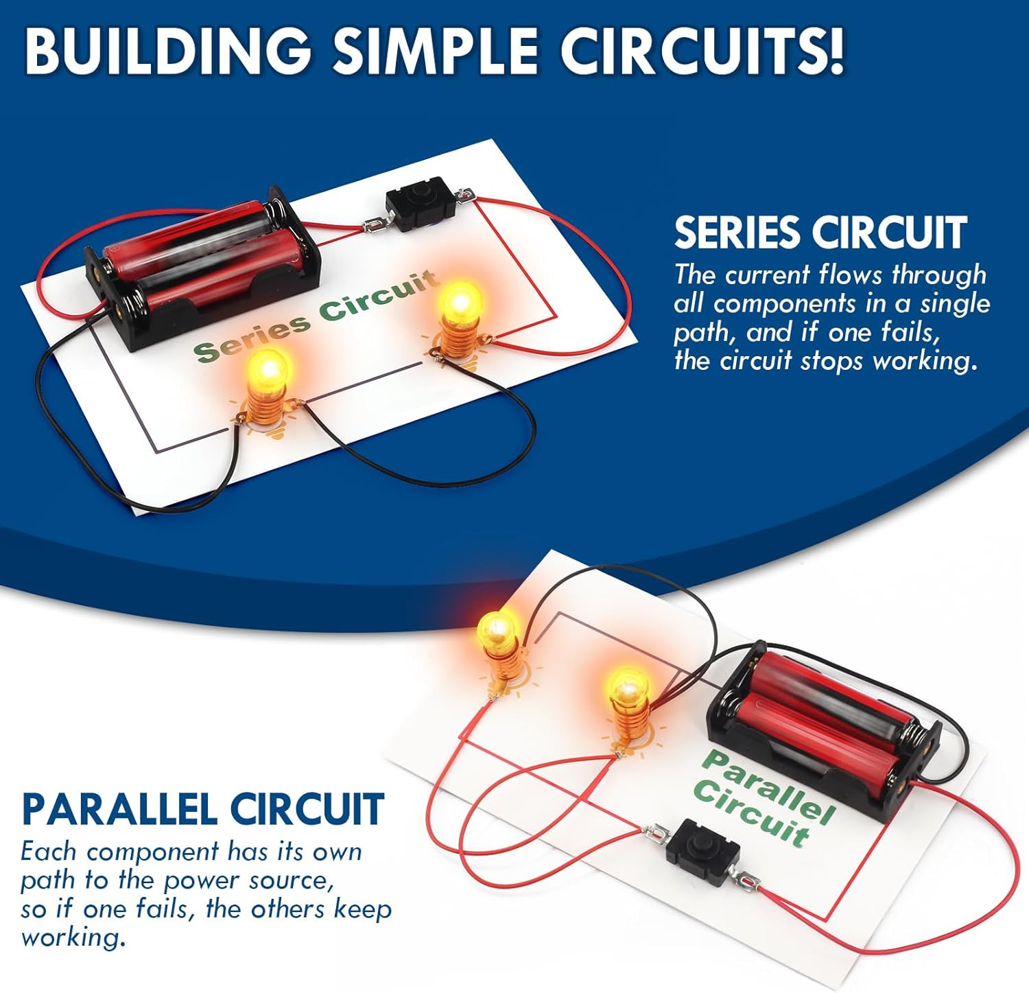 Science Circuit Kit Electricity for Kids, STEM Electrical Light Bulb Experiment,
