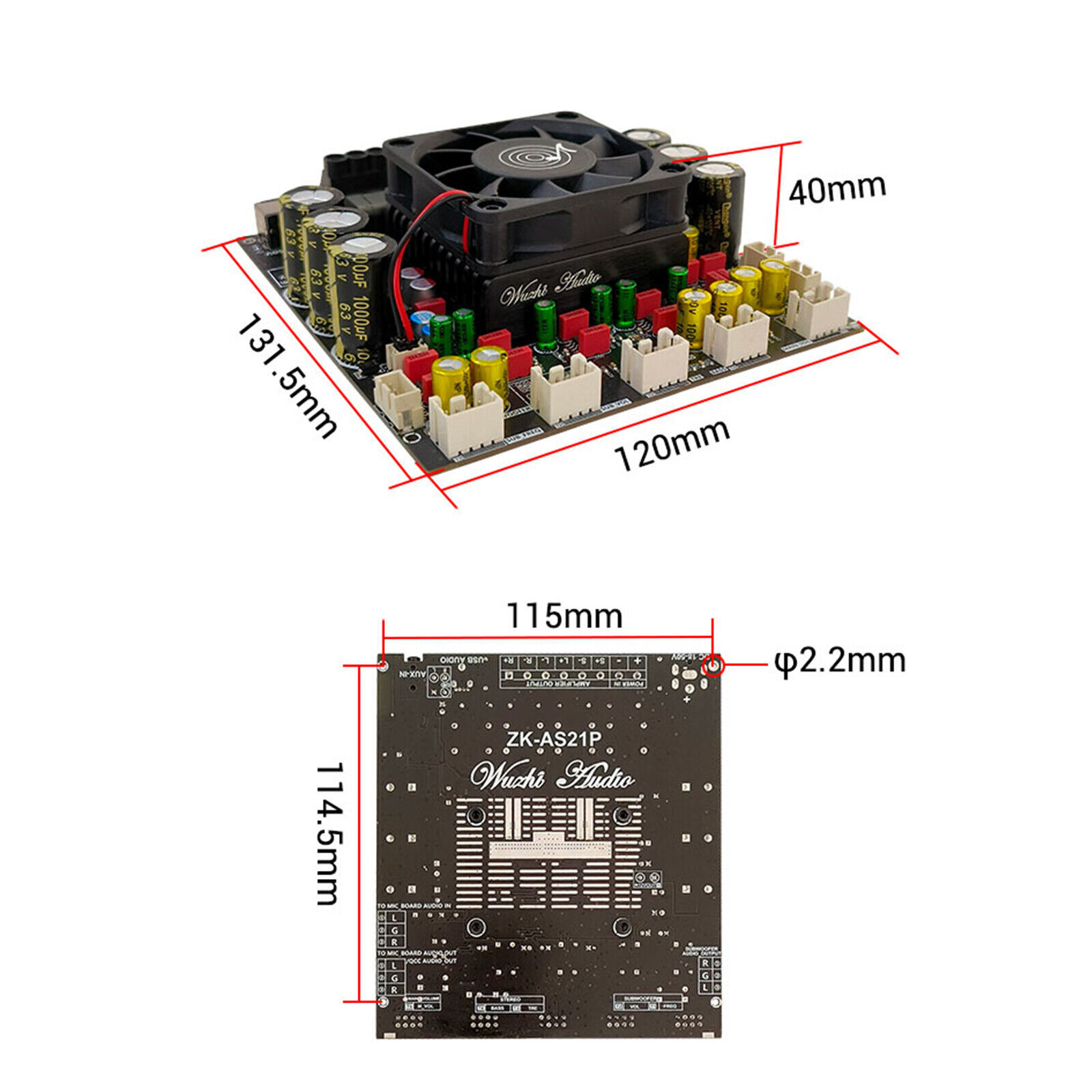 ZK-AS21P 2.1 Bluetooth HiFi Audio Power Amplifier Module High Performance AmpsB