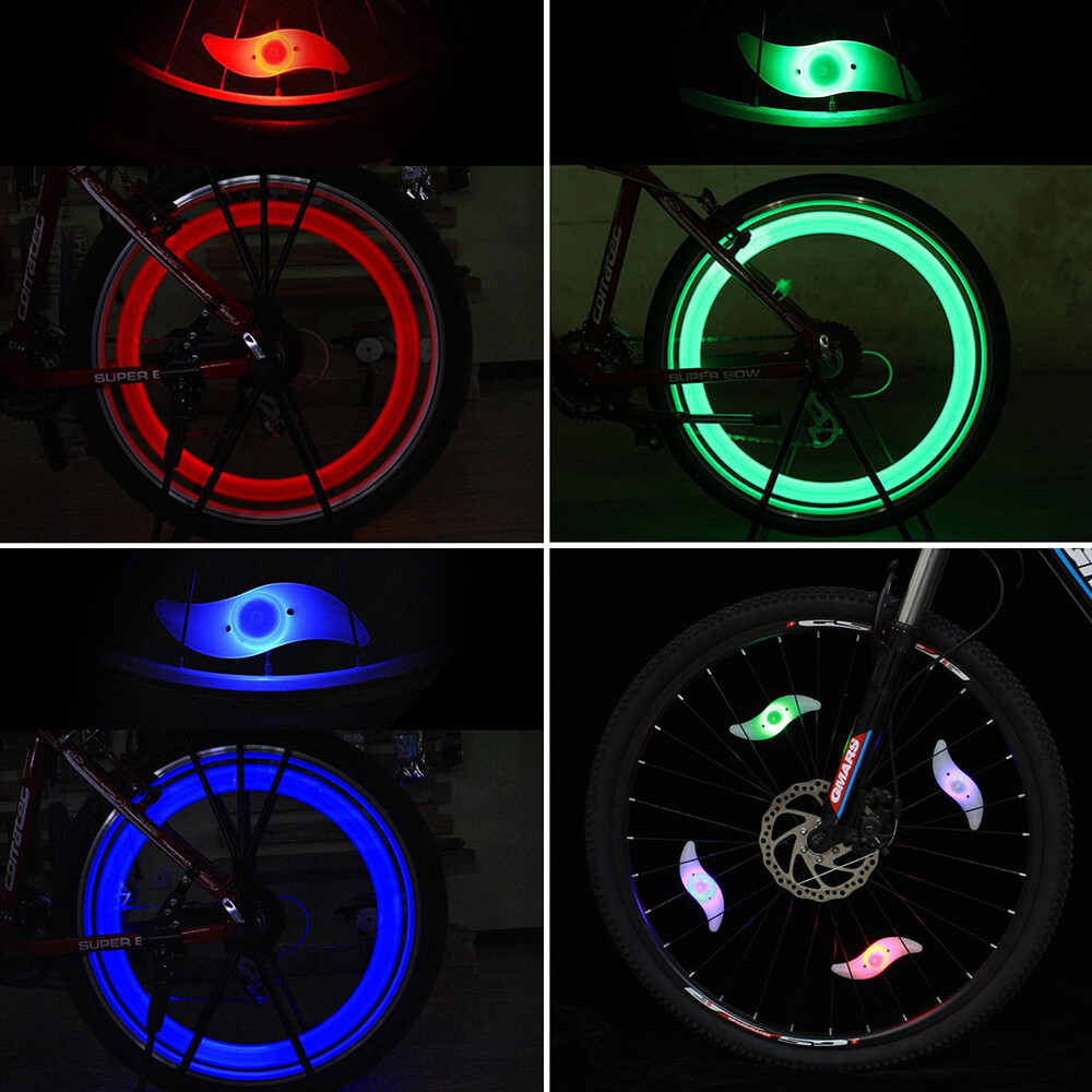 2 LED SPOKE LIGHT wheel Bike Bicycle Glow safety 3 modes flash reflector cycling