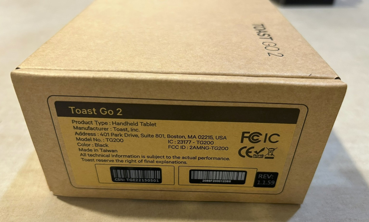 NEW Open Box Toast Go 2 Handheld POS Terminal Never Deployed Model TG200