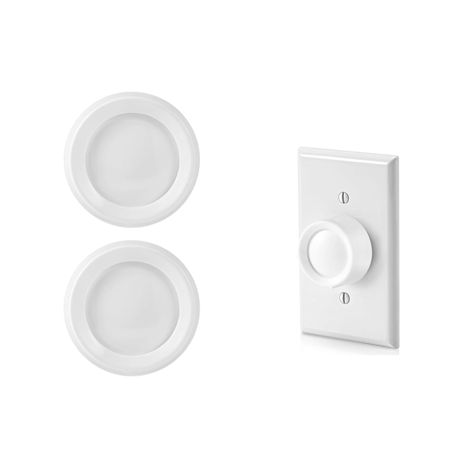 Durable White Rotary Dimmer Knobs - 2 Pack, Perfect for Home Lighting Control