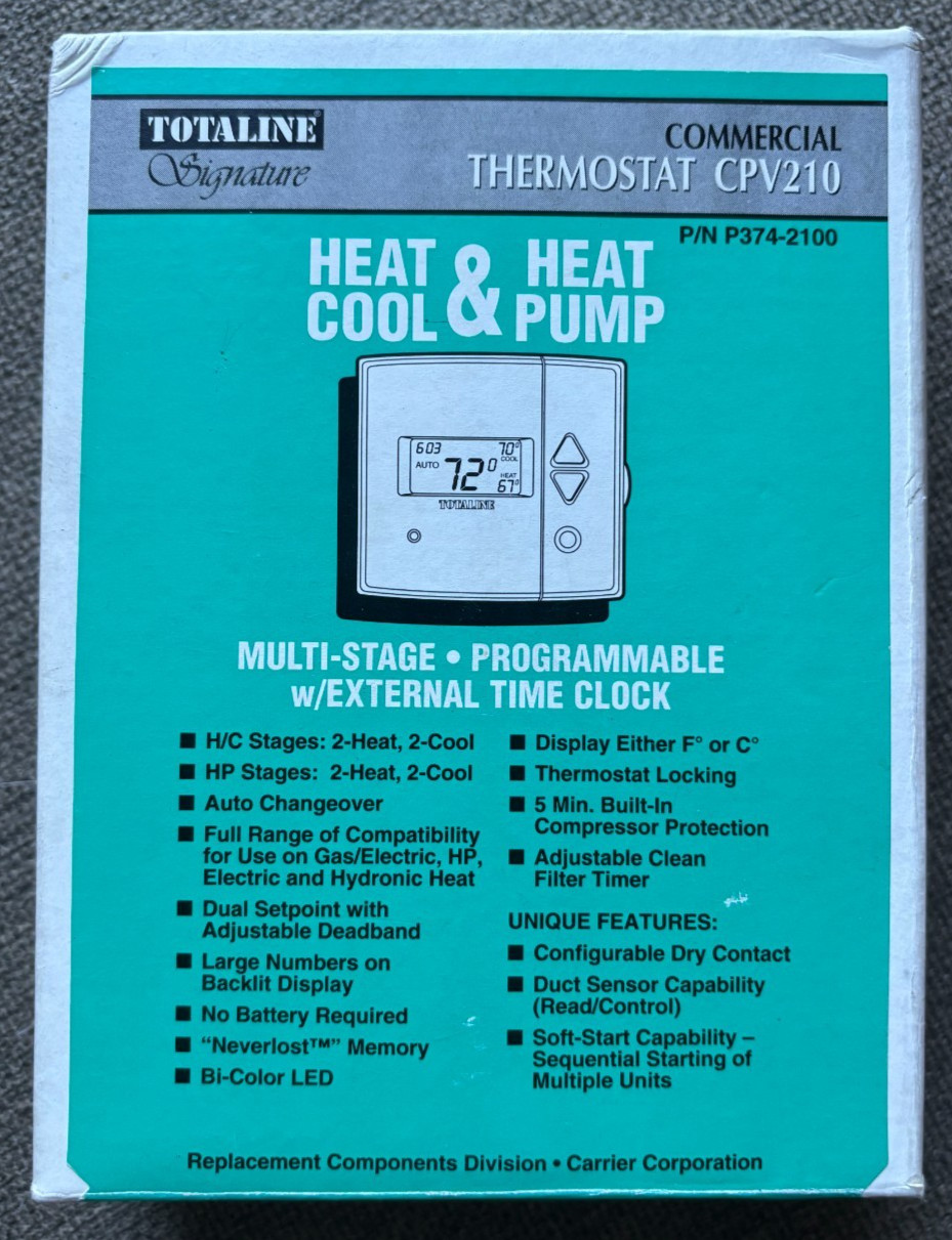 TOTALINE CPV210 Programmable Heat Cool & Heat Pump Thermostat w/Ext Time Clock