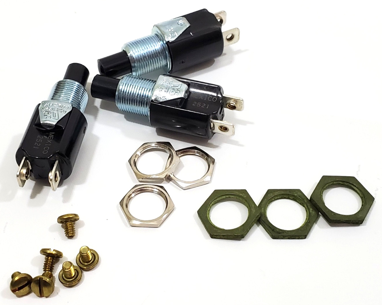 Lot of 3 Eaton 8411K7 Momentary Pushbutton Switches SPST NC 3/4 Amp 125V