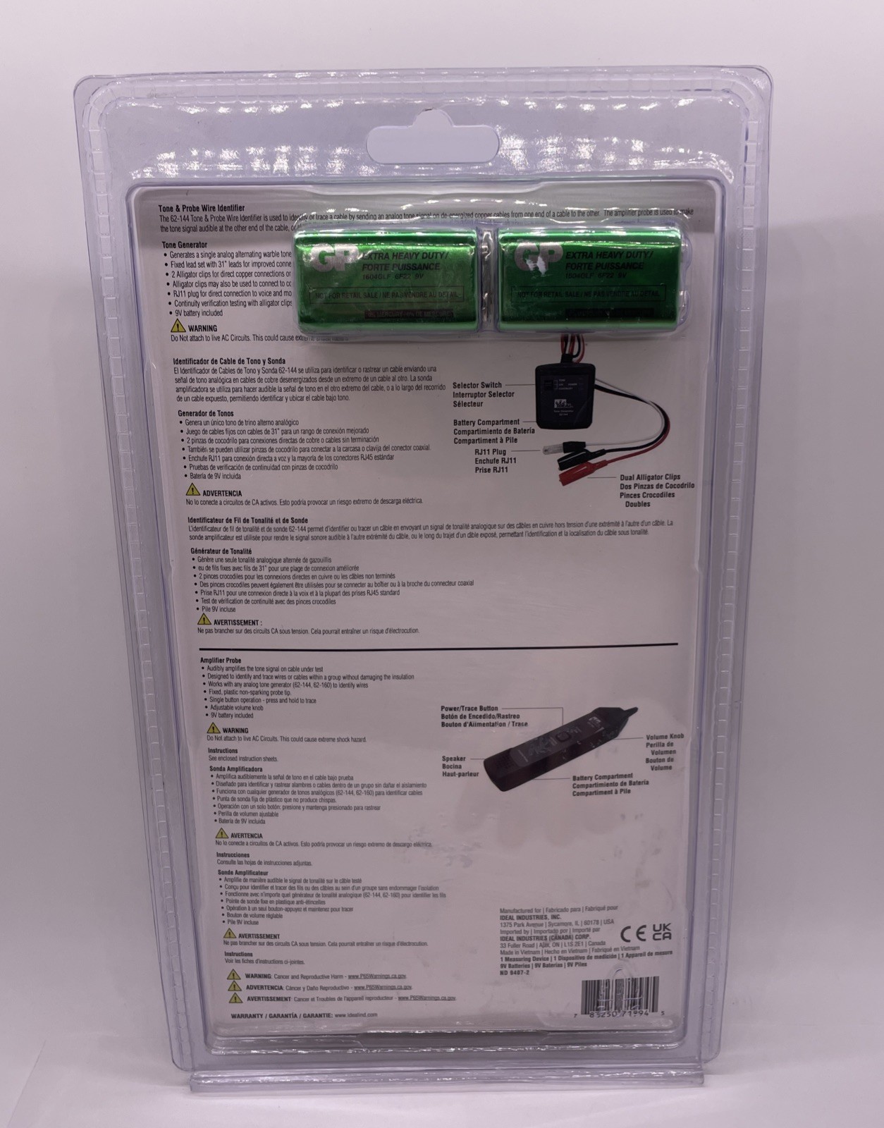 IDEAL Tone & Probe Wire Identifier 62-144 Tone Generator And Amplifier Probe