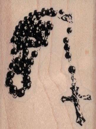 Rosary 1 3/4 x 2 1/4" Rubber Stamp, Rosary Stamp, Religion Stamp