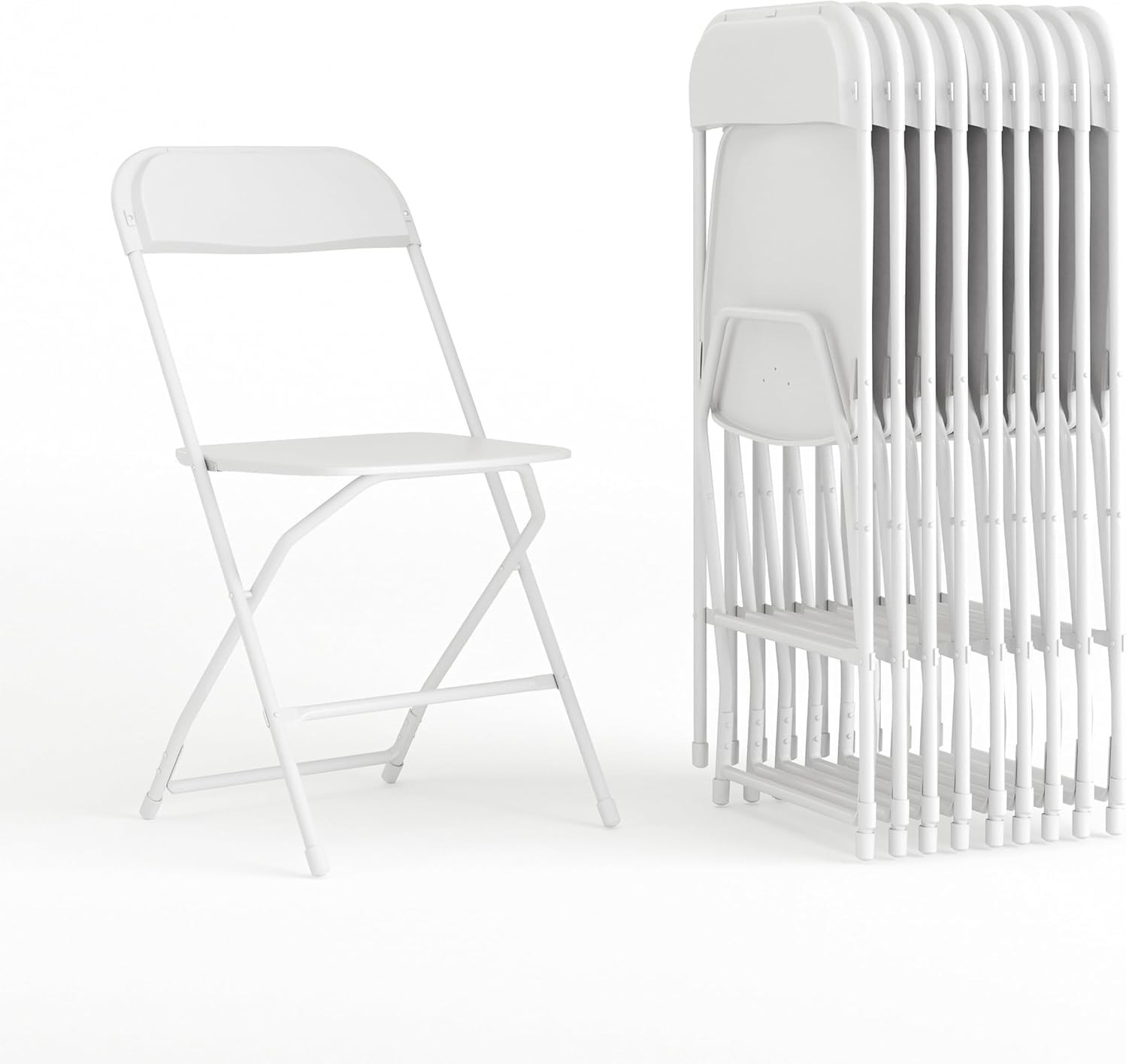 Hercules Set of 10 Indoor/Outdoor Heavy-Duty Plastic Folding Chairs Foldable