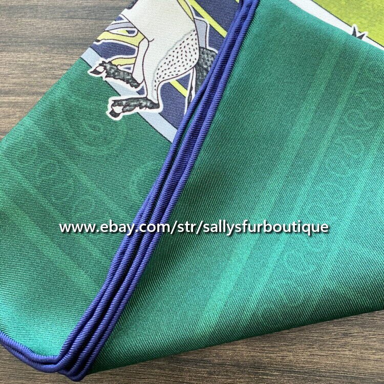 Sallys 18 Momme Twill Silk Wrap Scarf Indians Print Double Face Kerchief 35"