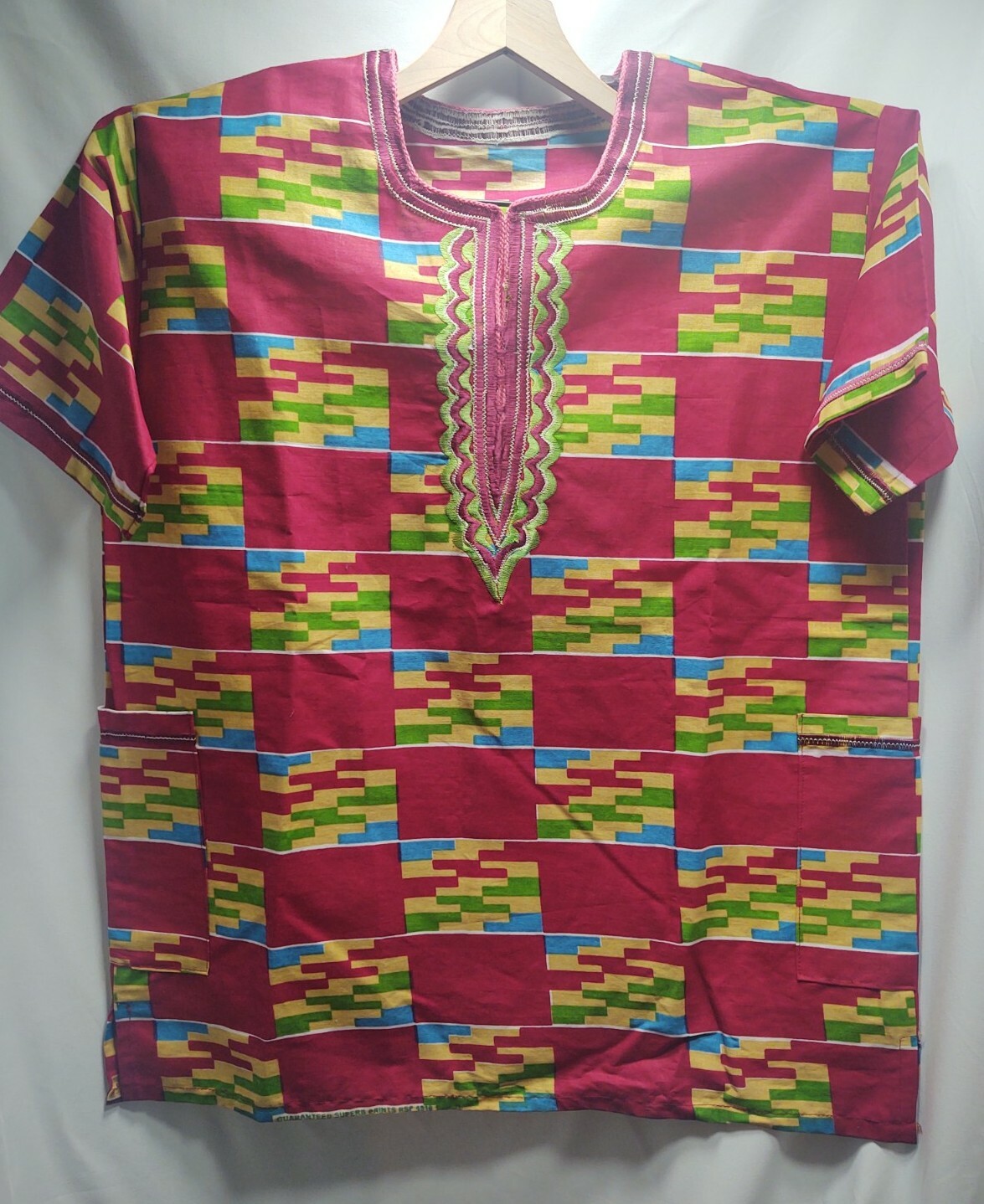 Traditional Dashiki African Shirt Short Sleeve- Multi Colored W/ Pockets