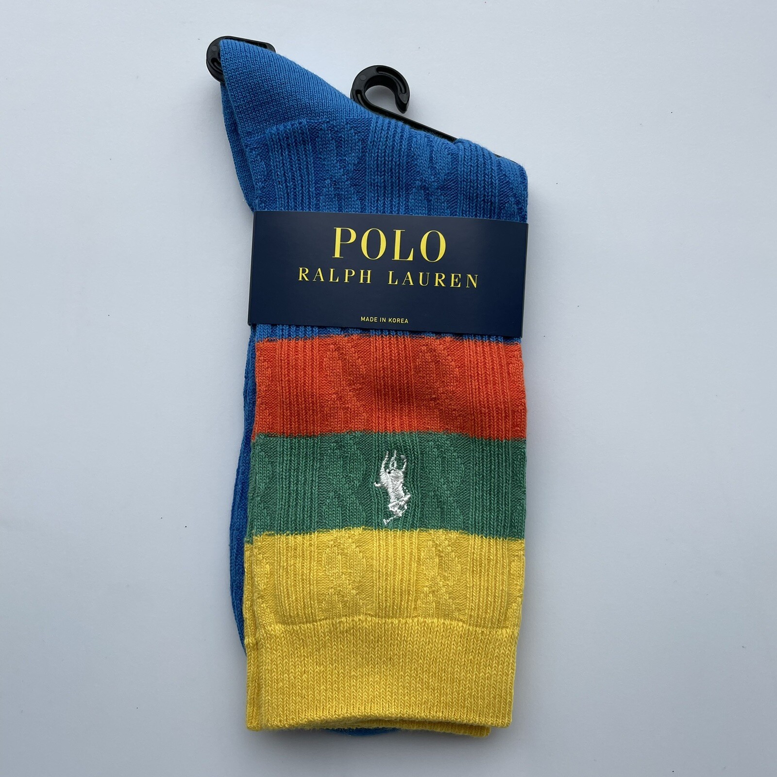Polo Ralph Lauren Womens Colorful Striped Cable-knit Crew Socks