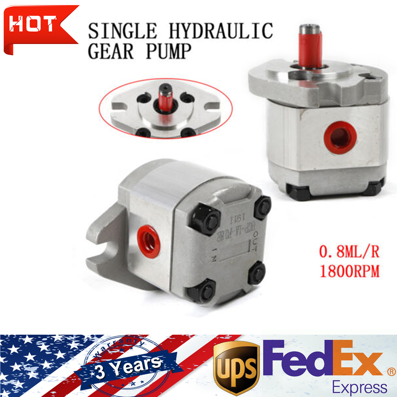 Hydraulic Gear Pump Flat Keyed Shaft SAE Flange Mounting Mini High Pressure