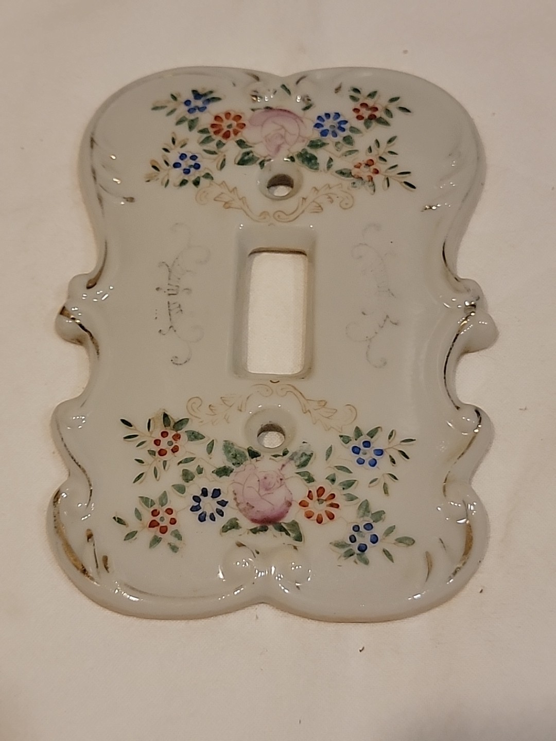 Vintage Porcelain Light Switch Cover Original ARNART Japan Floral Cottage Granny