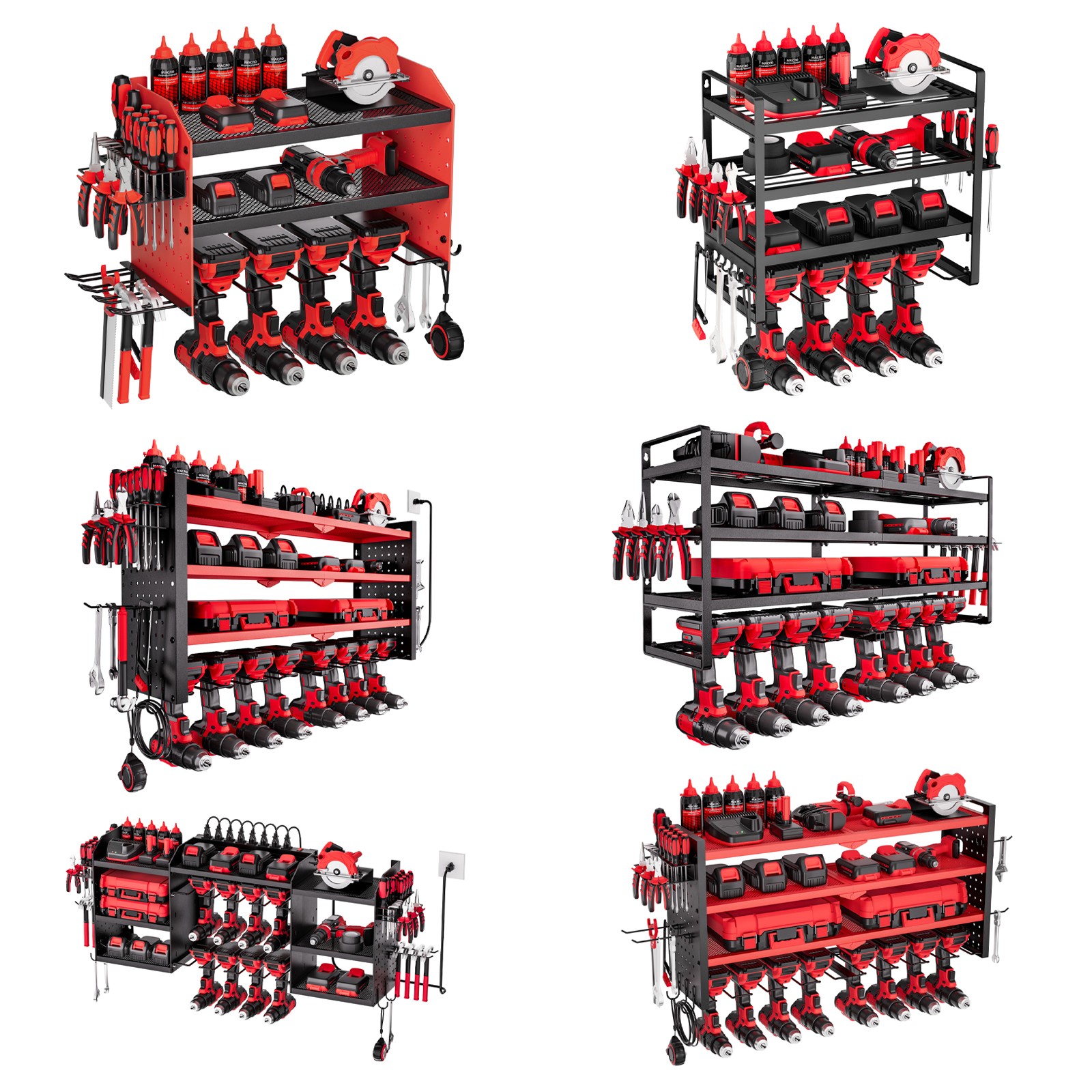 Uimoso Wall-Mounted Tool Organizer with Multi-Layer Drill Storage and Holders