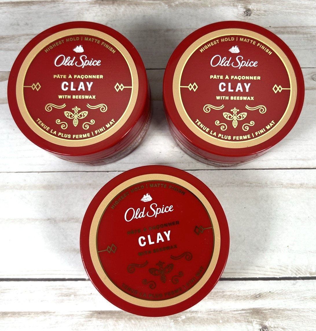 Old Spice Men's Hair Styling Clay w/ Beeswax Highest Hold Matte Finish 2.22oz 3x
