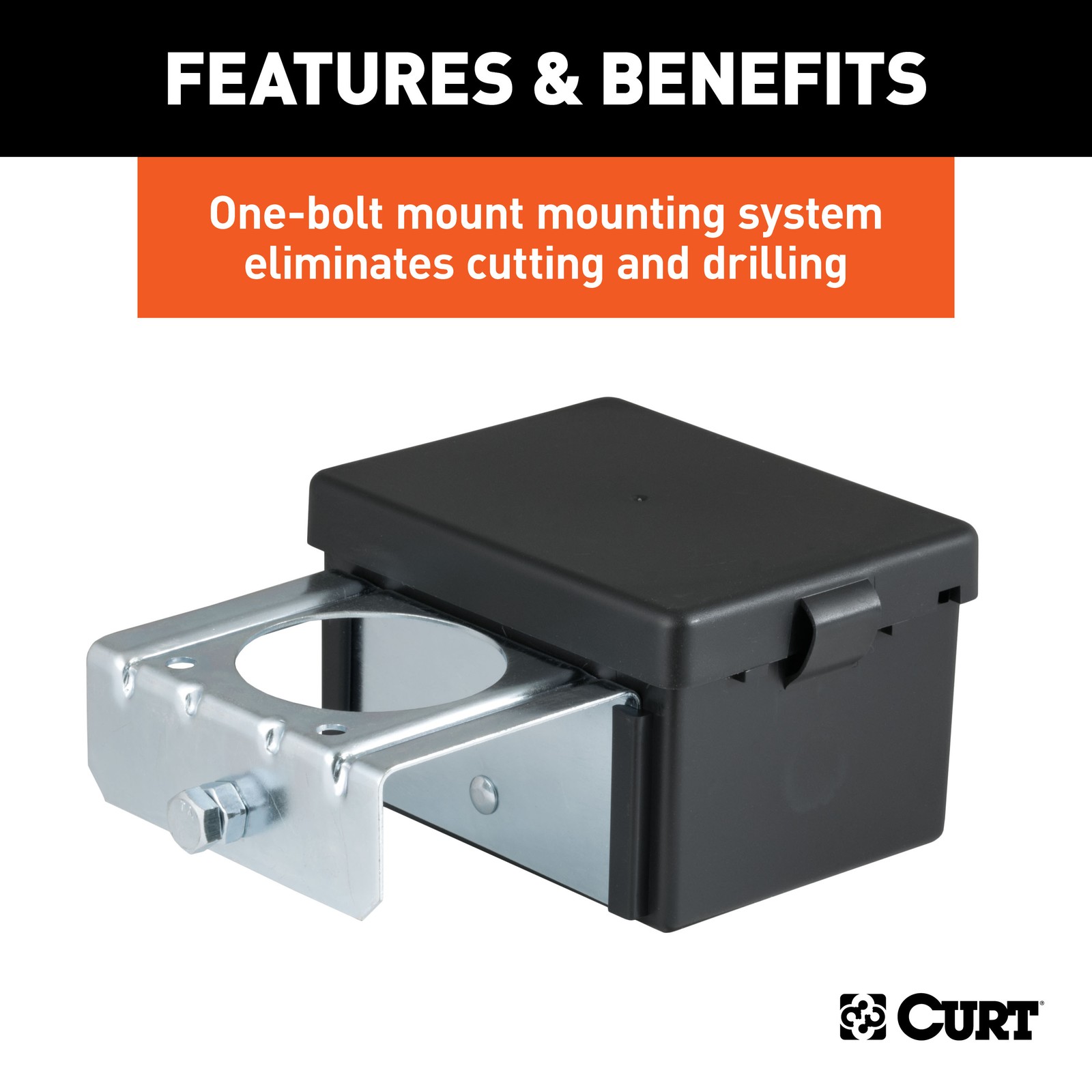 Curt-5" x 3-1/4" x 3-7/8" Lockable Breakaway Battery Case with Metal Bracket