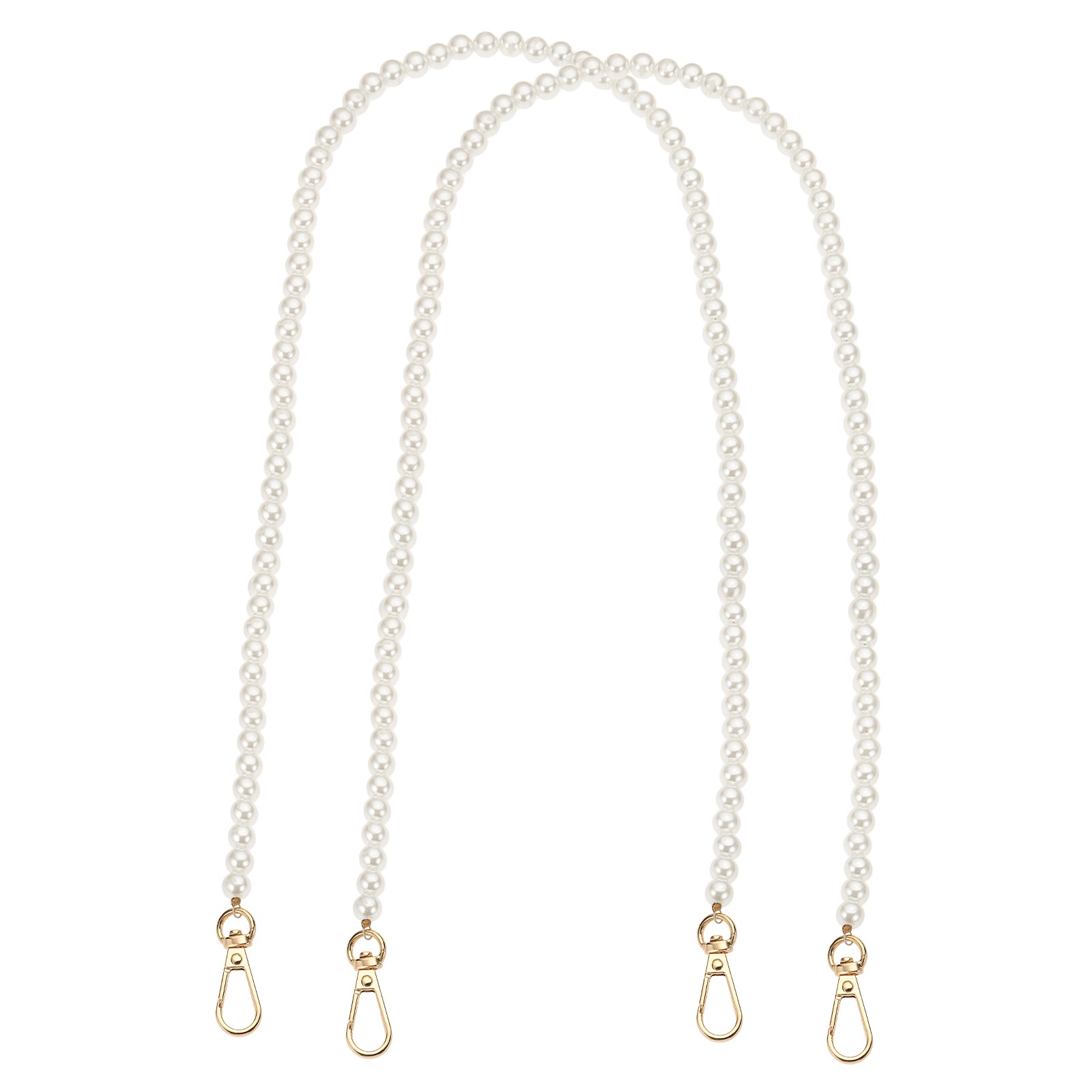 2 Pack 43" Imitation Pearl Purse Strap with Swivel Clasp Clip [Golden]