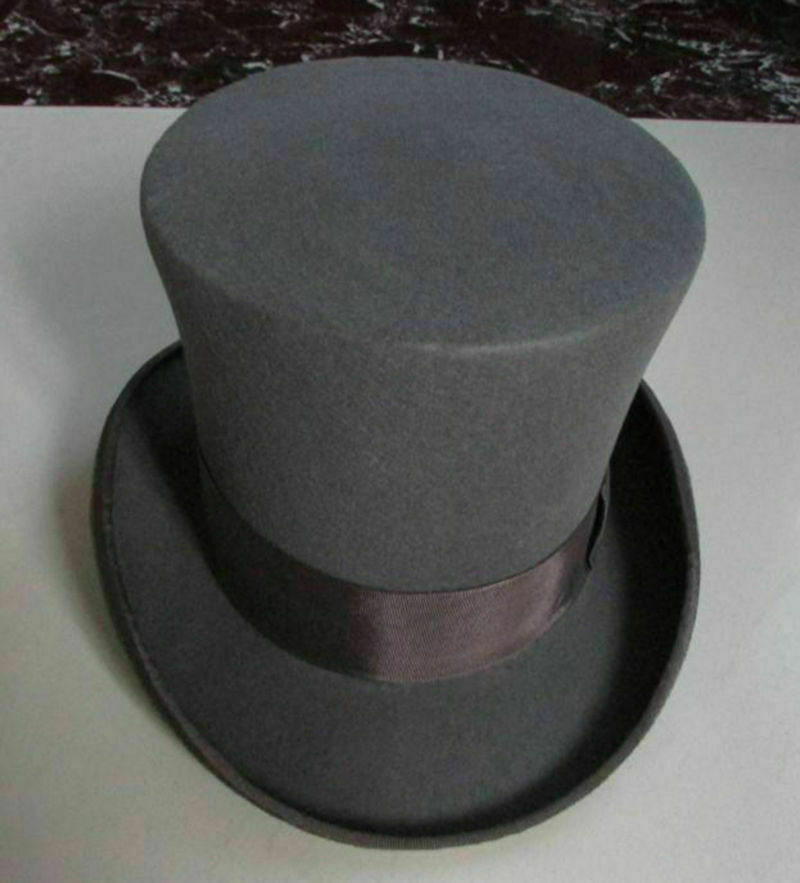 100% Wool Victorian Mad Hatter Top Hat Vivi Magic Performing Caps