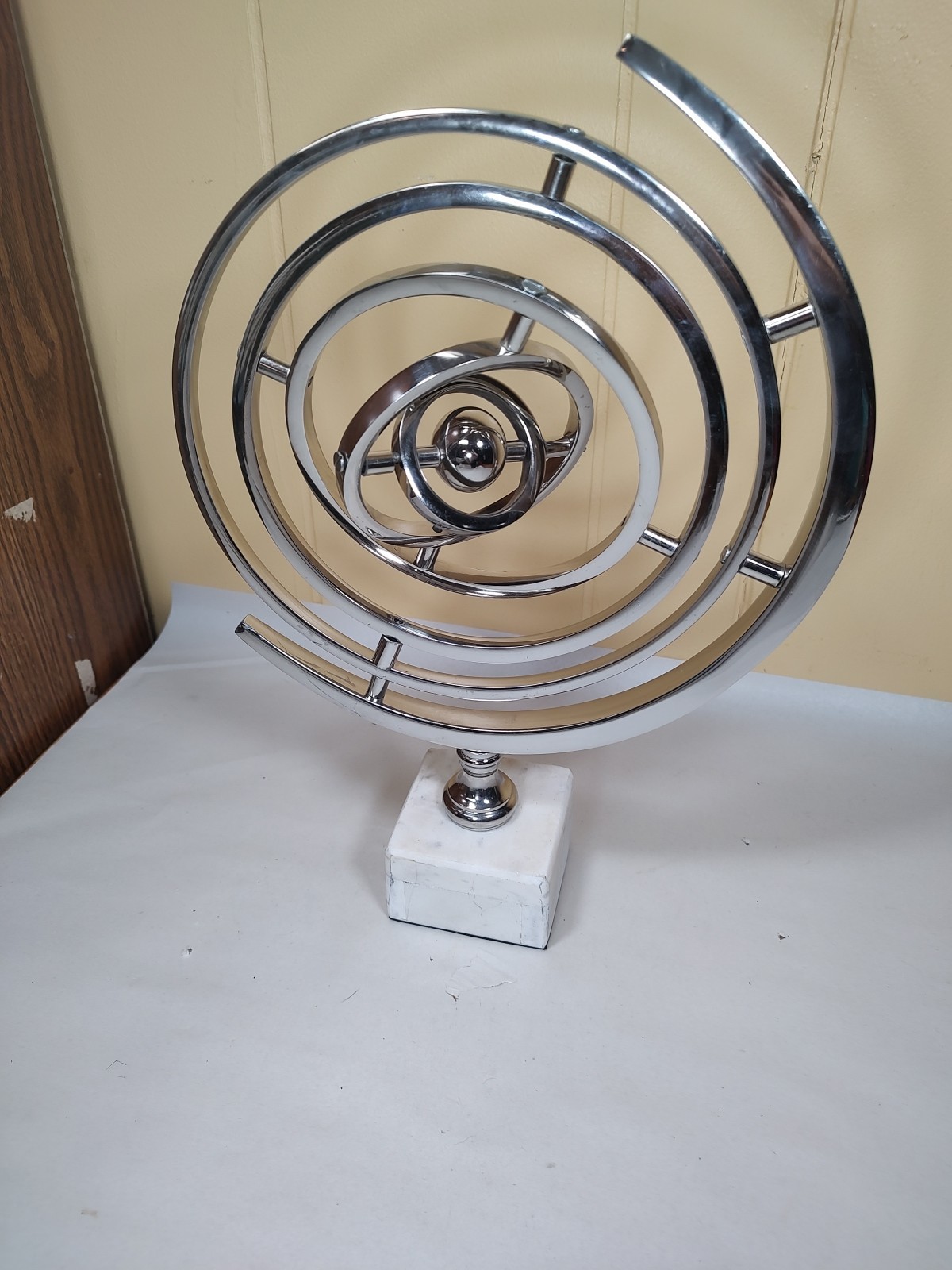 Zimlay Traditional Aluminum Armillary Sphere With Ceramic Base