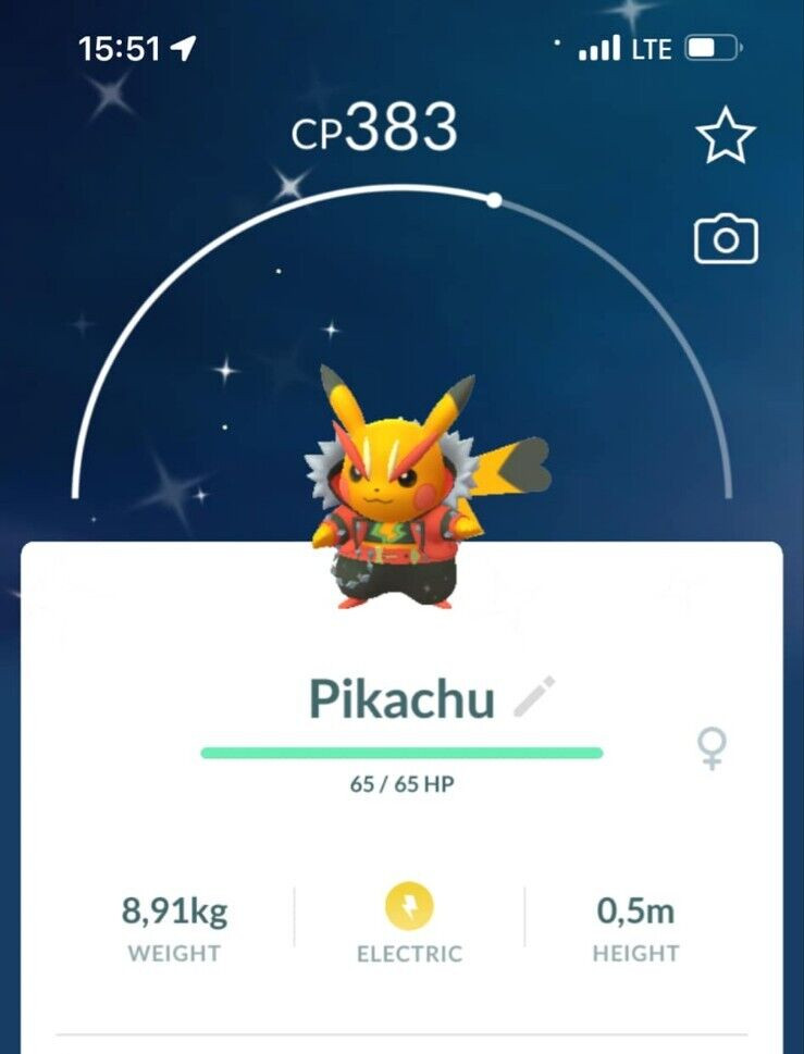 Pokémon Shiny Pikachu Costume Rock Star Rockstar  PTCs Go Read Description