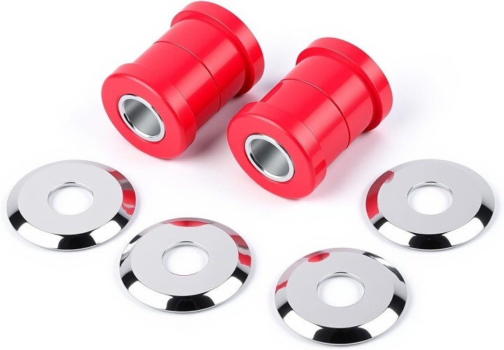 Handlebar Riser Bushings Black Urethane for Softail Dyna Spo Color: Chrome#Red