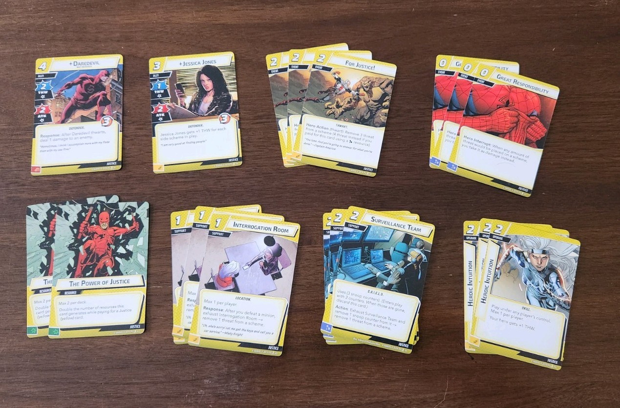 Marvel Champions Justice Aspect Cards From Core Set Box Replacement Cards