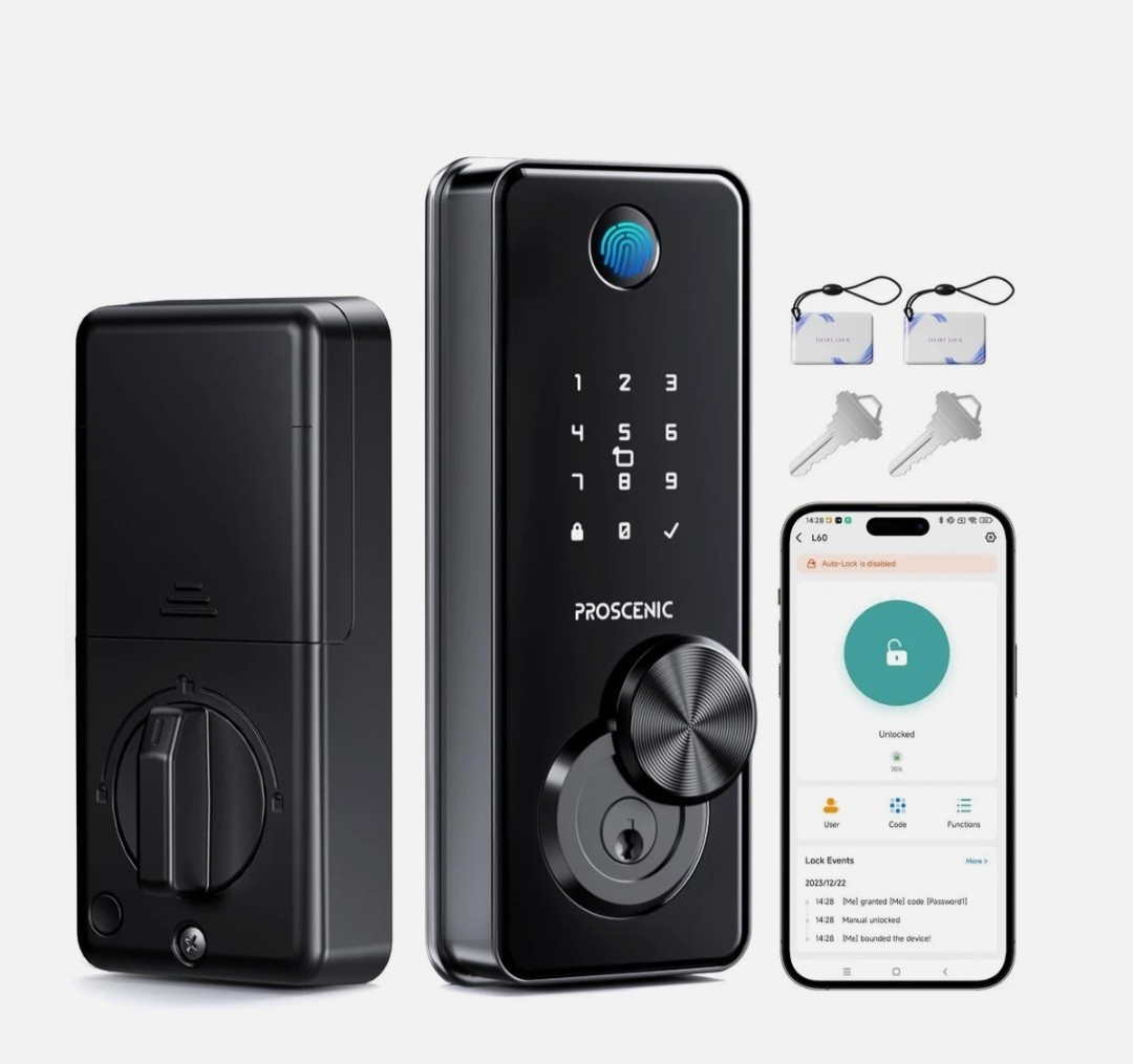 L60 Smart Lock [Zinc Alloy IPX5 Weatherproof] Fingerprint Keyless Entry Door ...