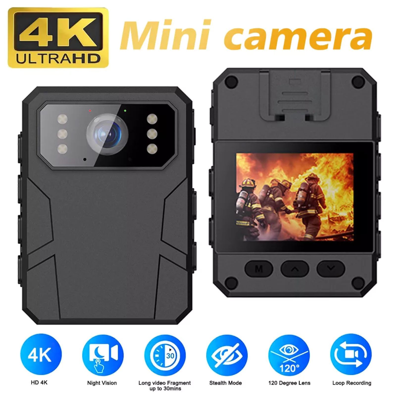 4K HD Police Wearable Cam Body Camera Recorder w/ Audio Night Vision Record