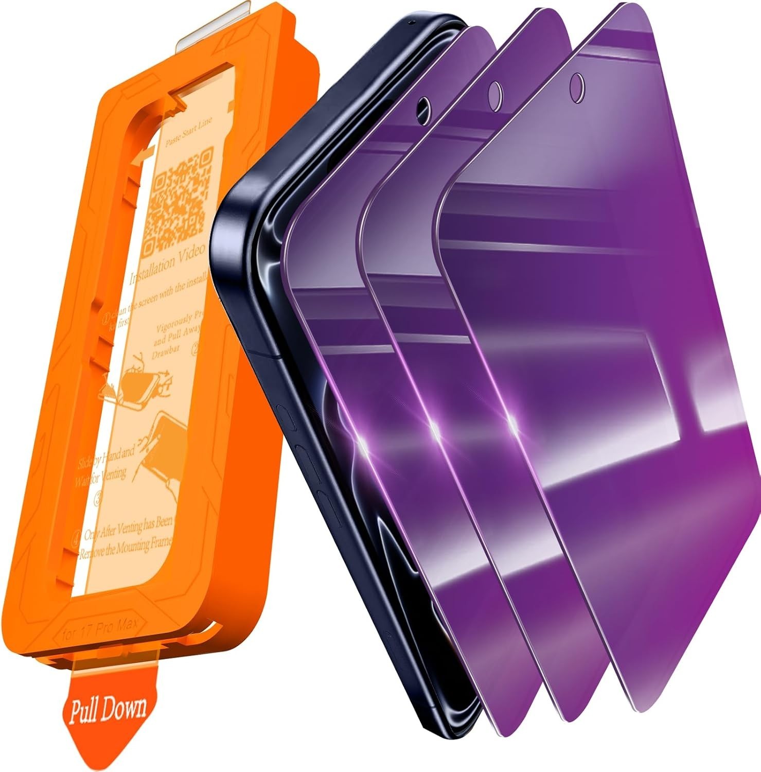 3x Para iPhone 17 Pro Max Protector De Pantalla Privacidad Púrpura Antiluz Azul