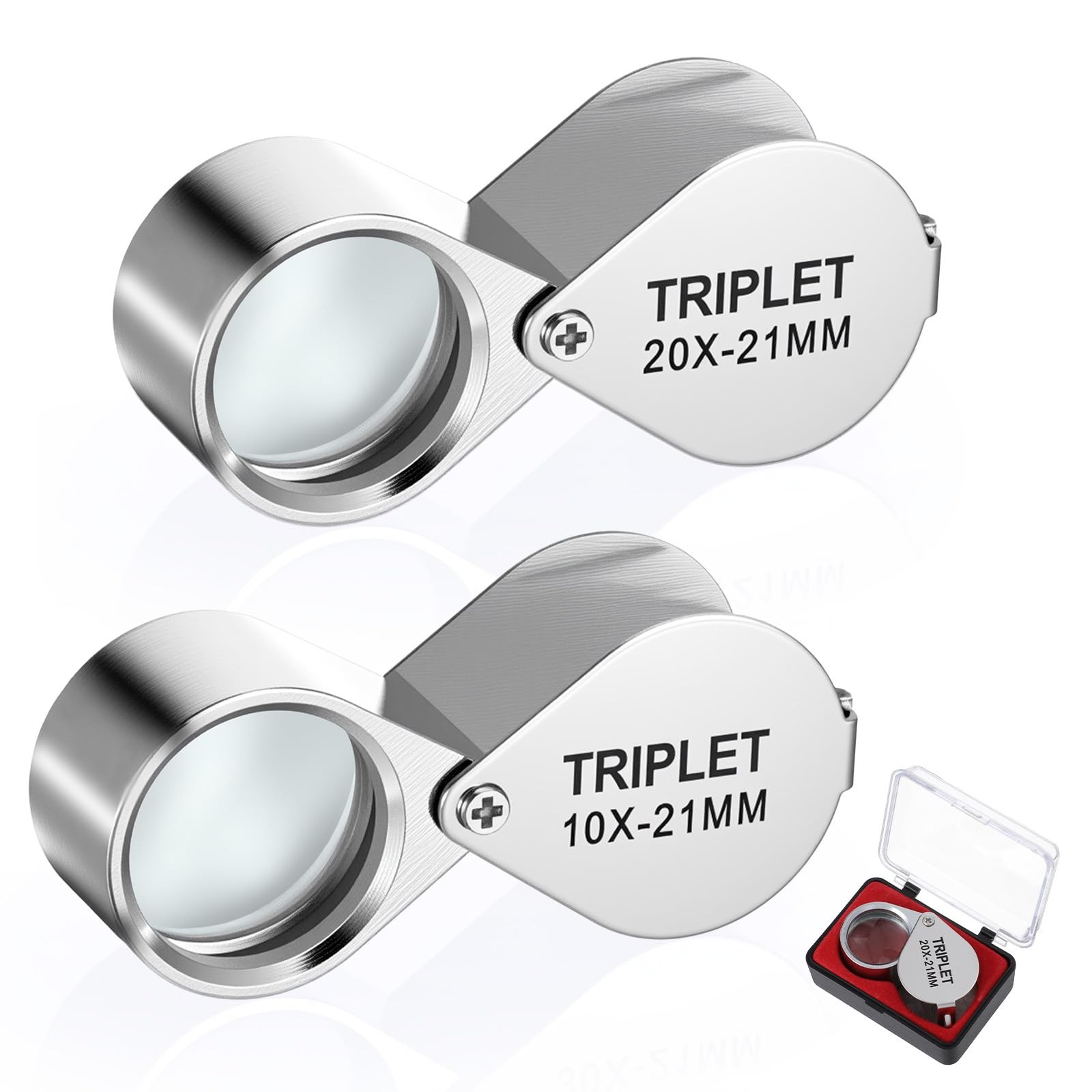Jewelers Eye Loupe Set 10X 20X Foldable Hand Lens Pocket Magnifying Glass Eye...