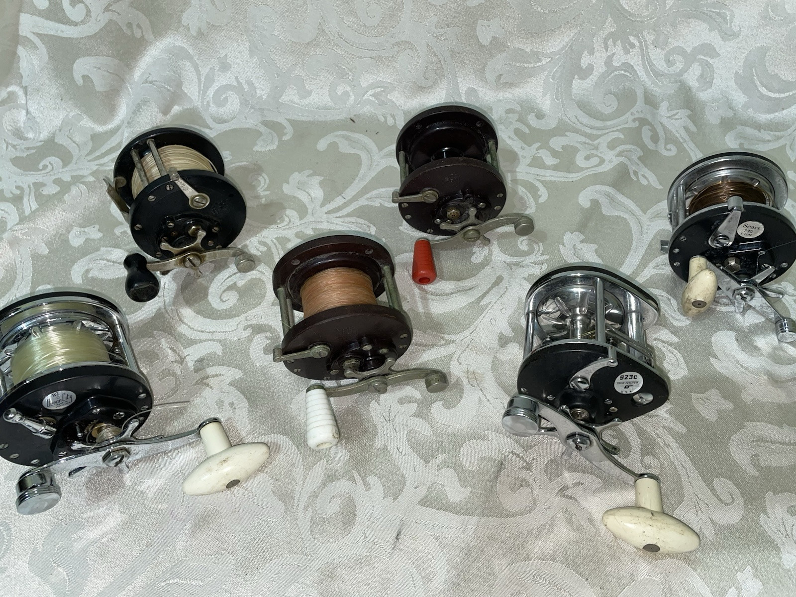 6 Vtg Deep Sea Salt Water Fishing Reels 3 Penns,Ocean,Sears & True Temper