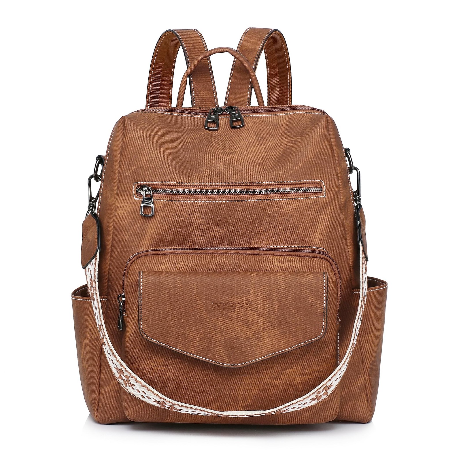 WYFJNX Backpack Purse for Women PU Leather Backpack Ladies Fashion Handbag De...