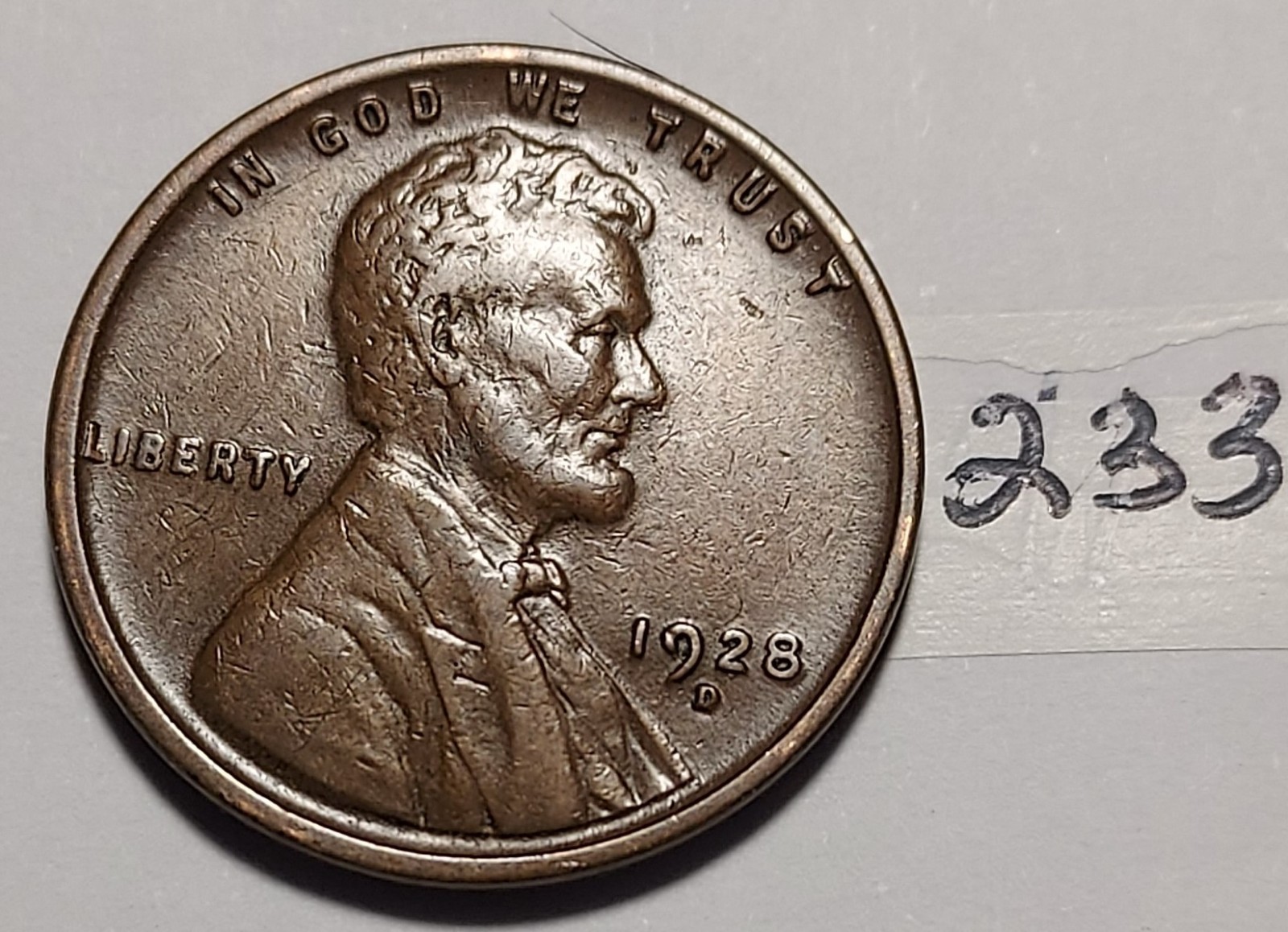 1928-D Lincoln Wheat Cent Extremely Fine #233